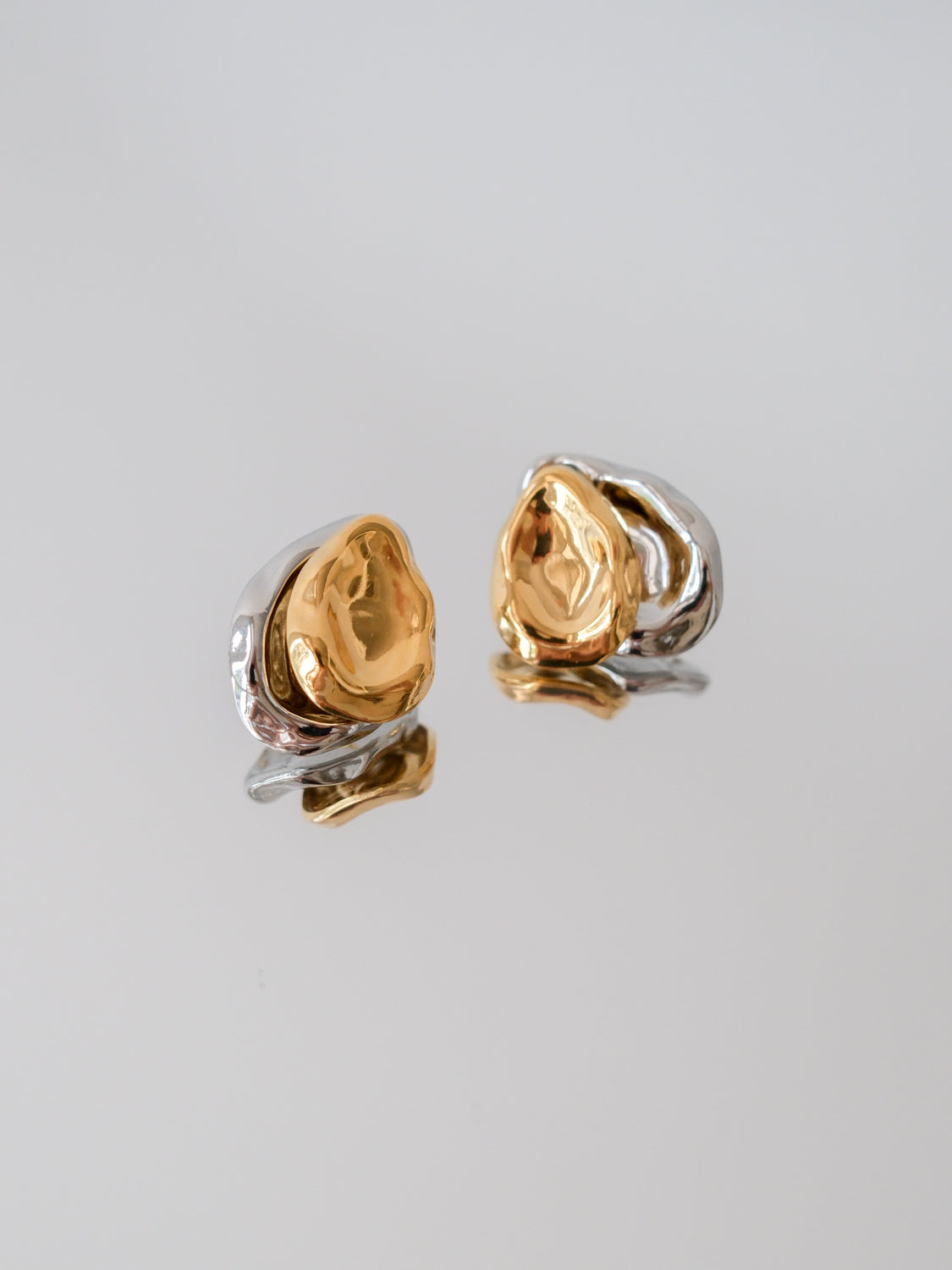 2-Way Gold Silver Stud Earrings