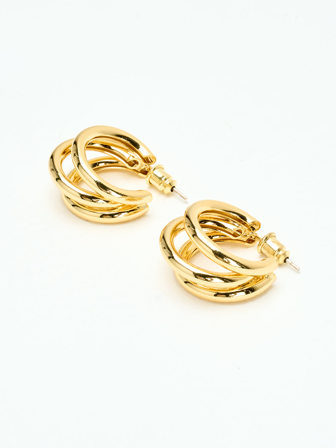 Trio Round Gold Earrings