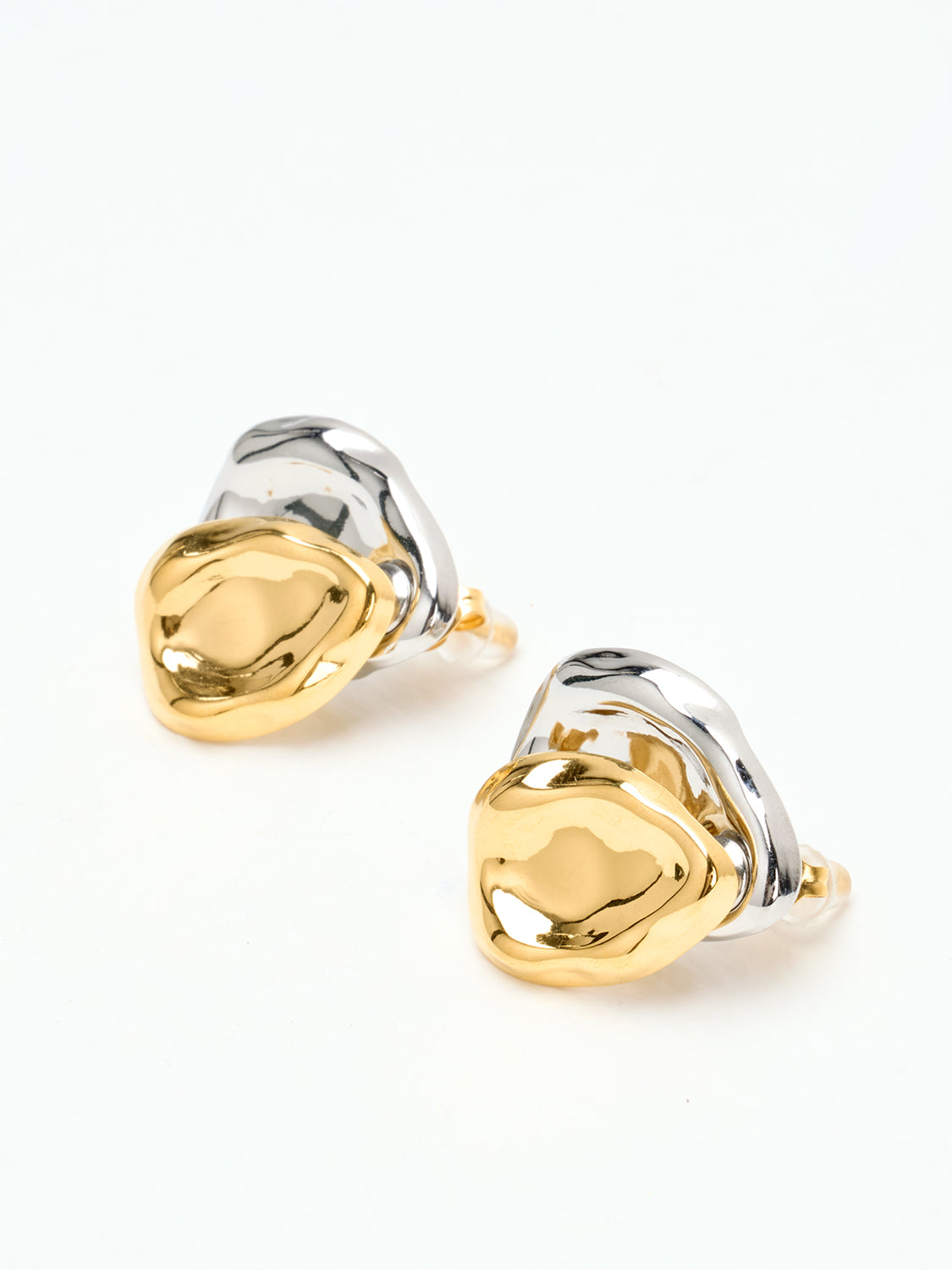 2-Way Gold Silver Stud Earrings