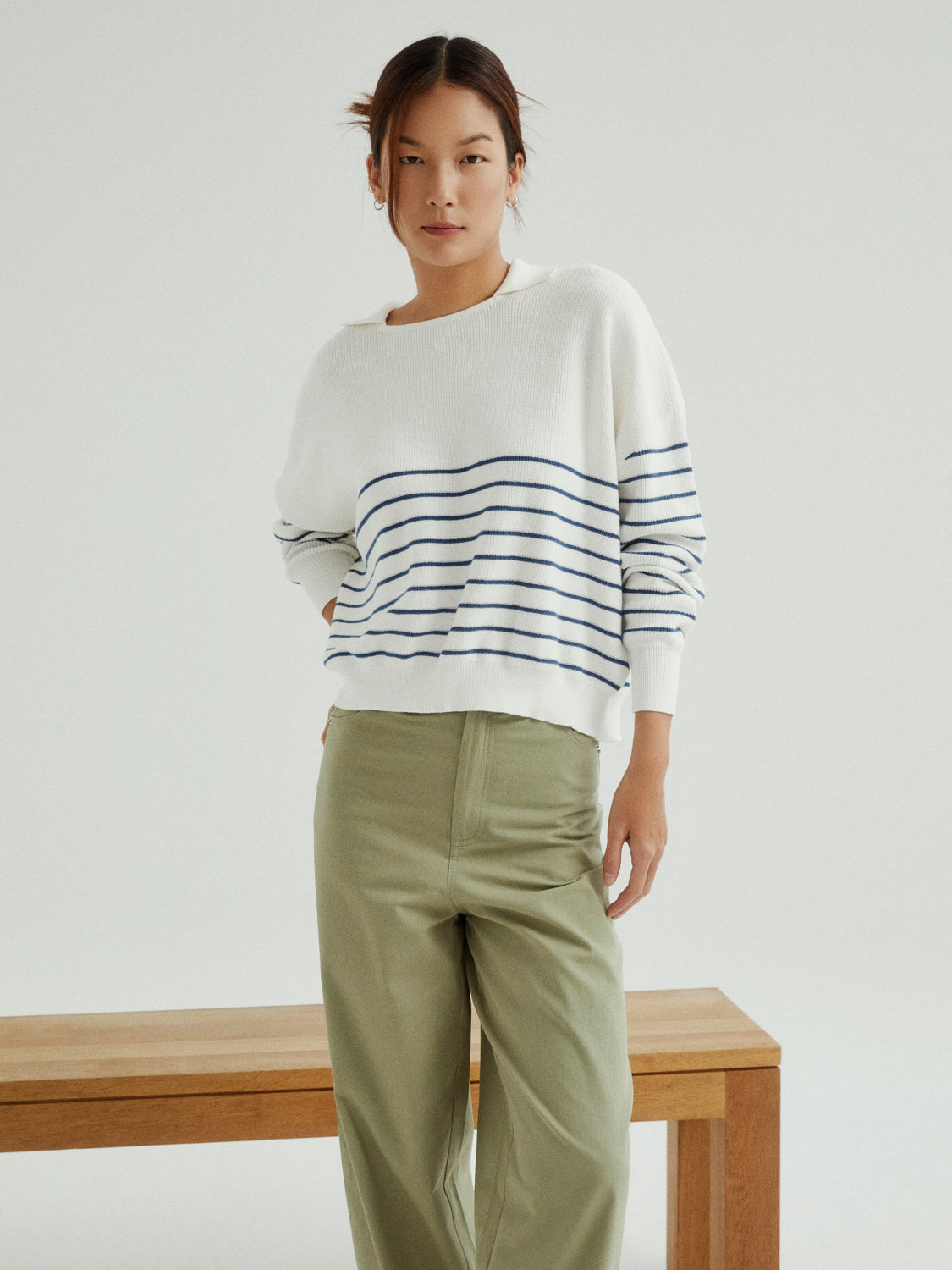 White Blue stripes