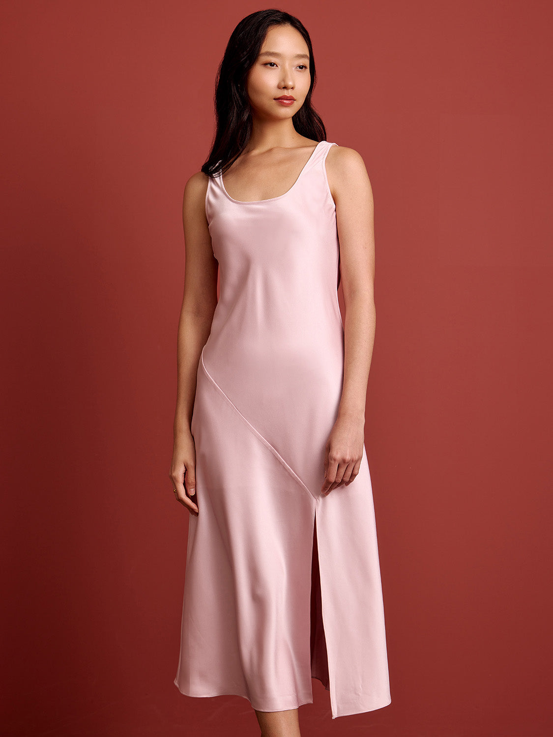 Bias Cut Satin Midi Dress - Modern Heritage  goodaddition