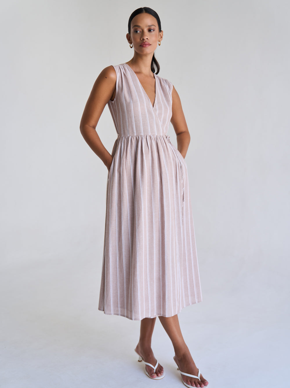 V-Neck Sleeveless Wrap Dress – goodaddition