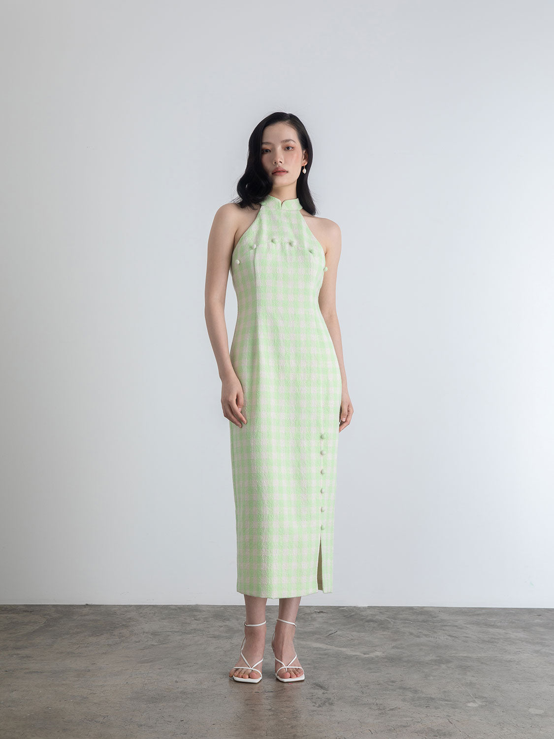 Checkered cheongsam on sale