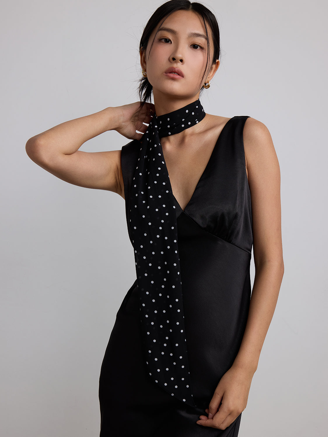 black sheer polka dot