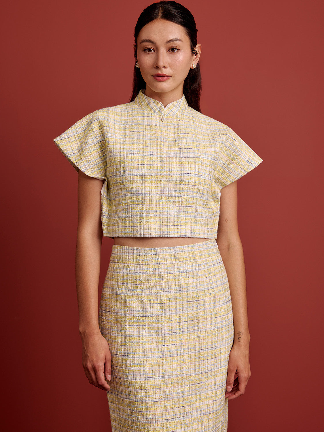 Blue Yellow Check Tweed