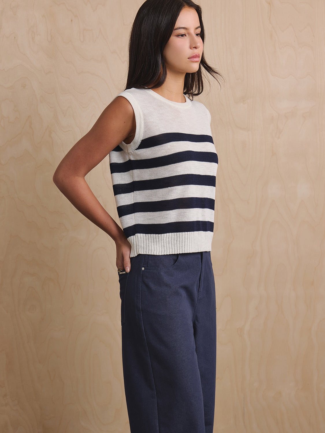 White Navy Stripe