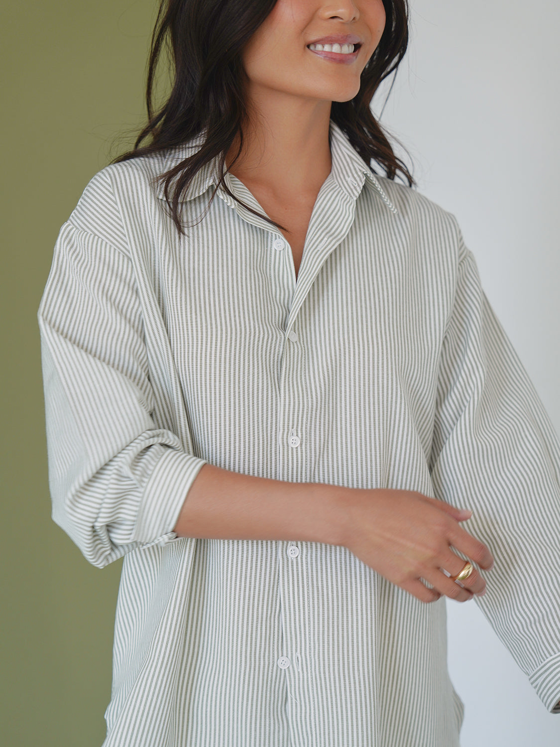 Dark Green Stripe Oxford
