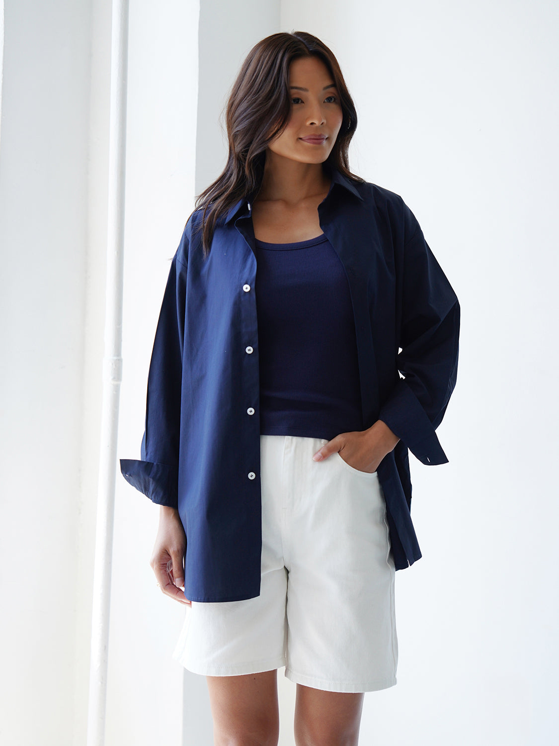Navy Poplin