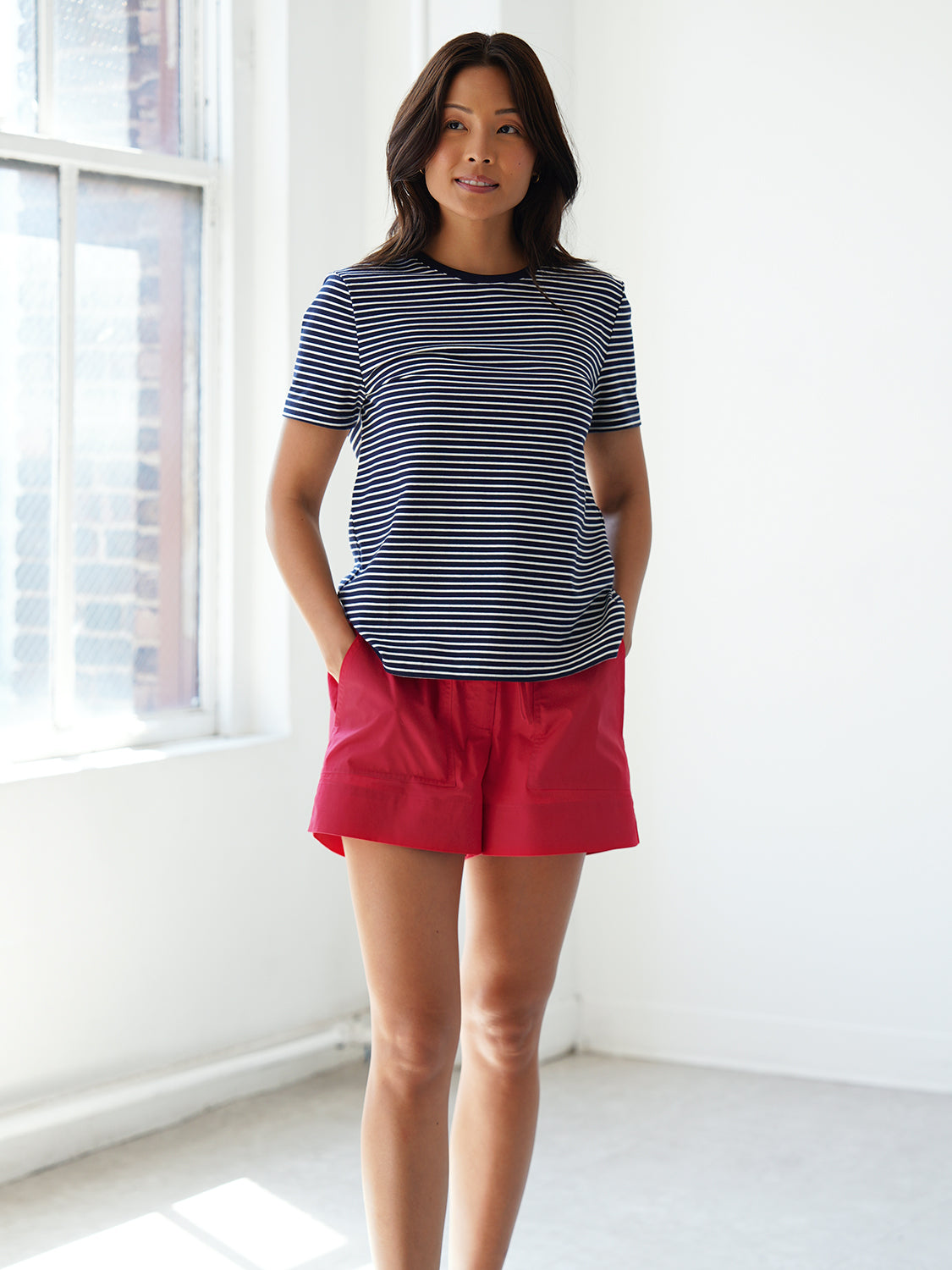 White Navy Stripe