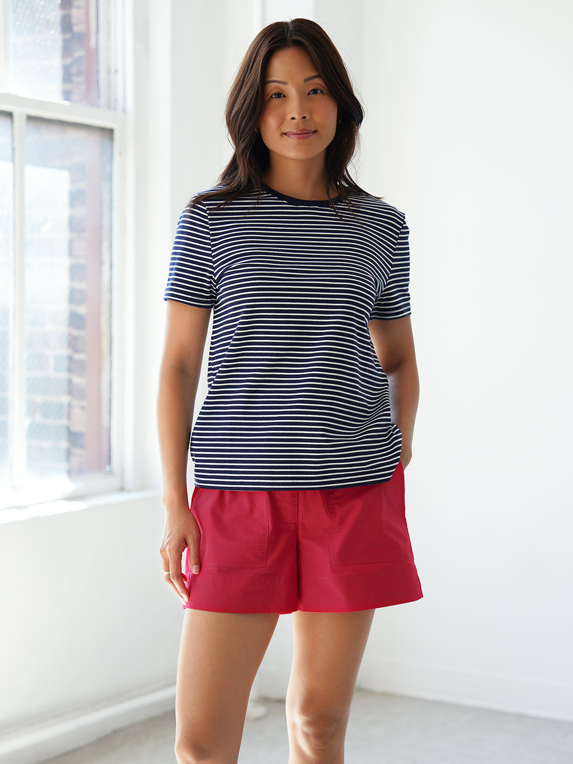 White Navy Stripe