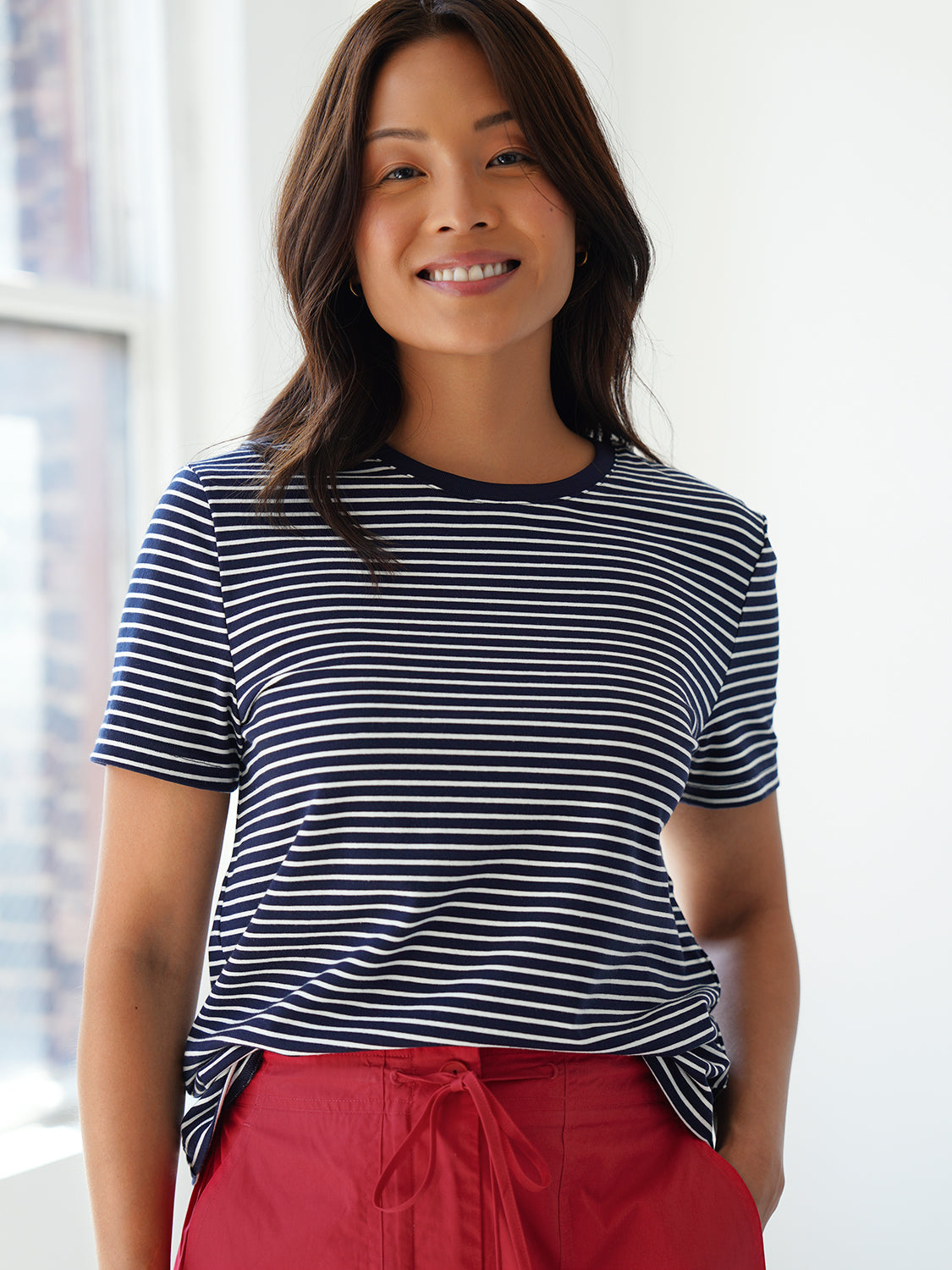 White Navy Stripe