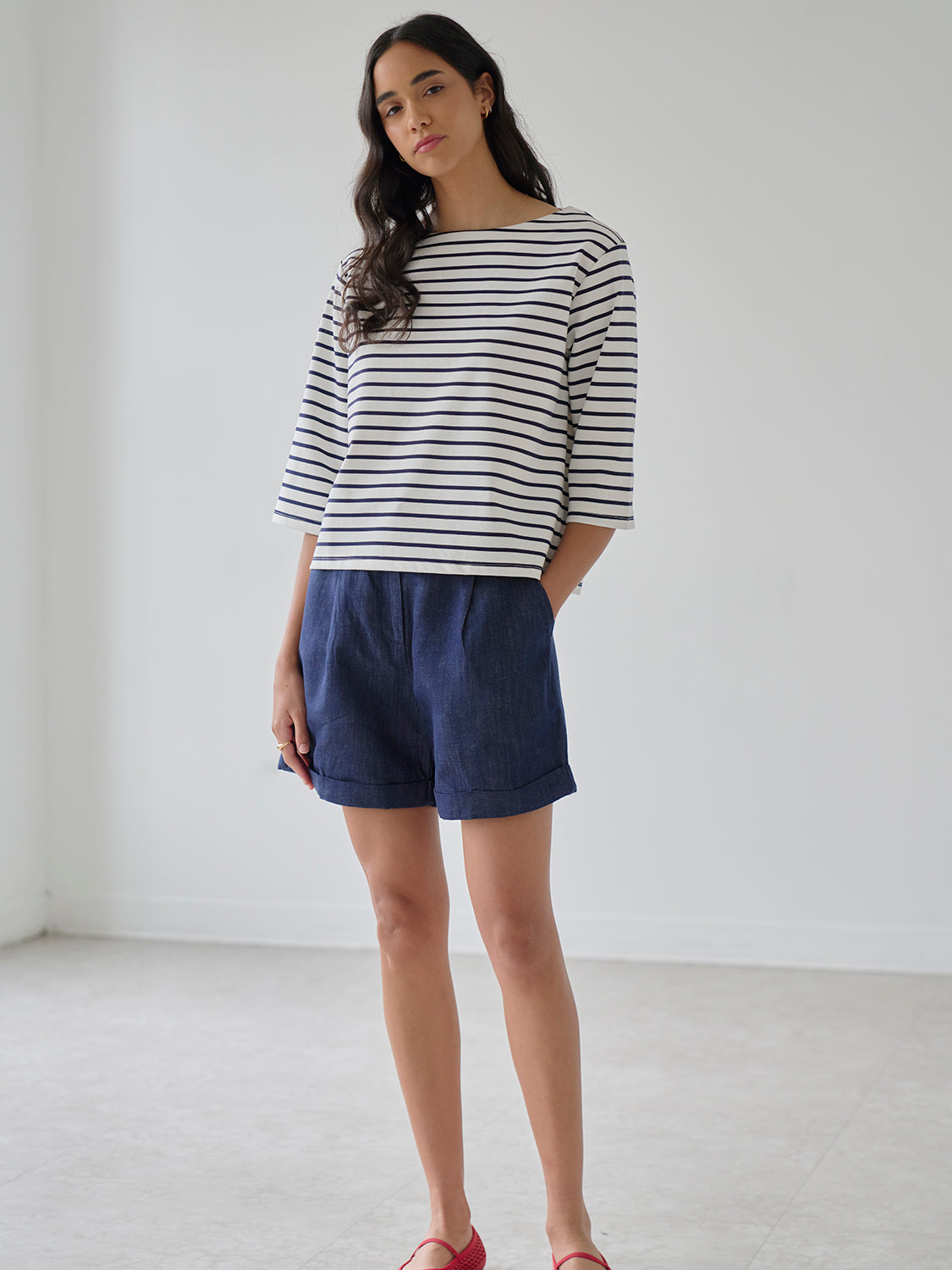 Navy White Stripe