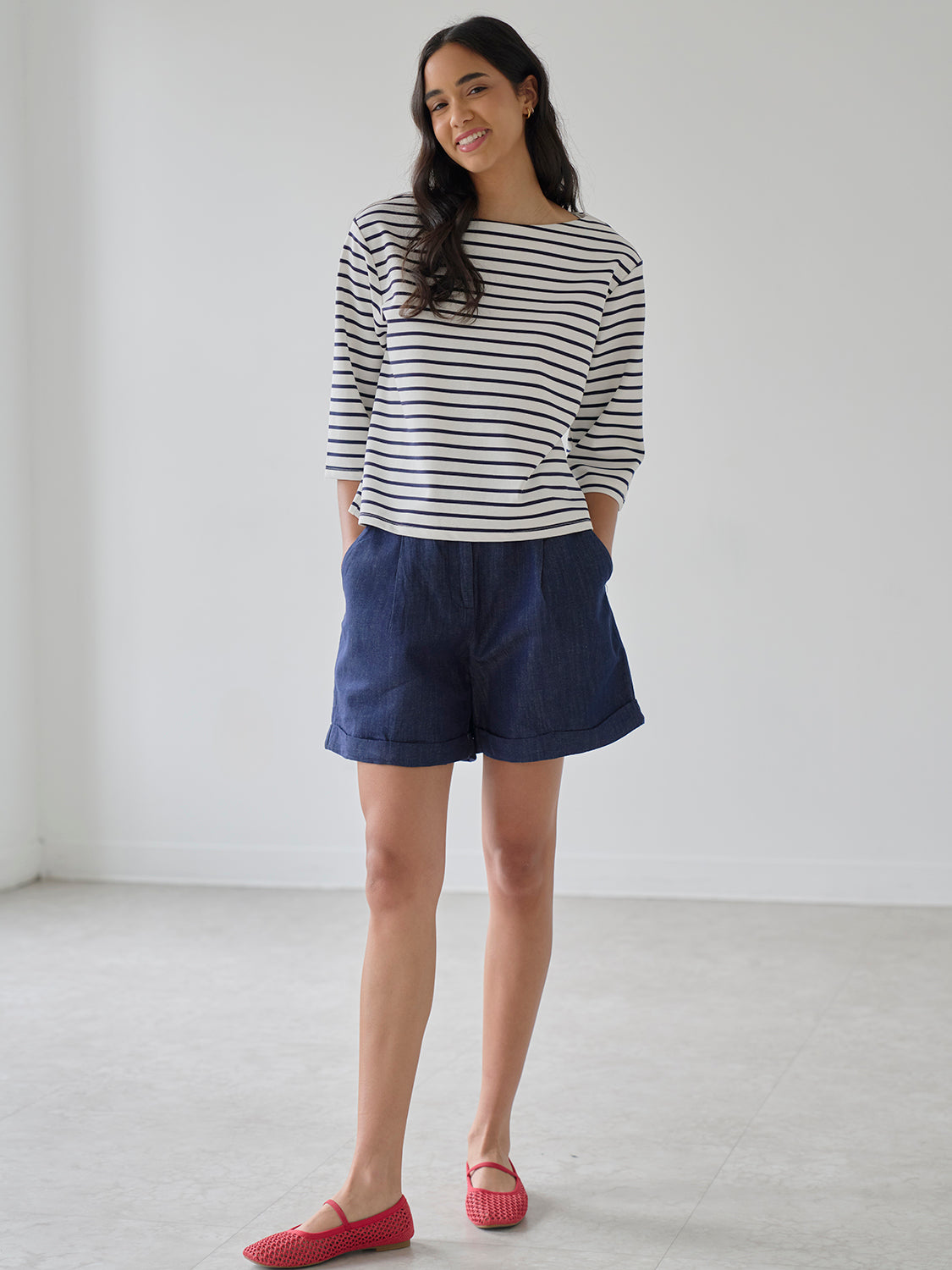 Navy White Stripe