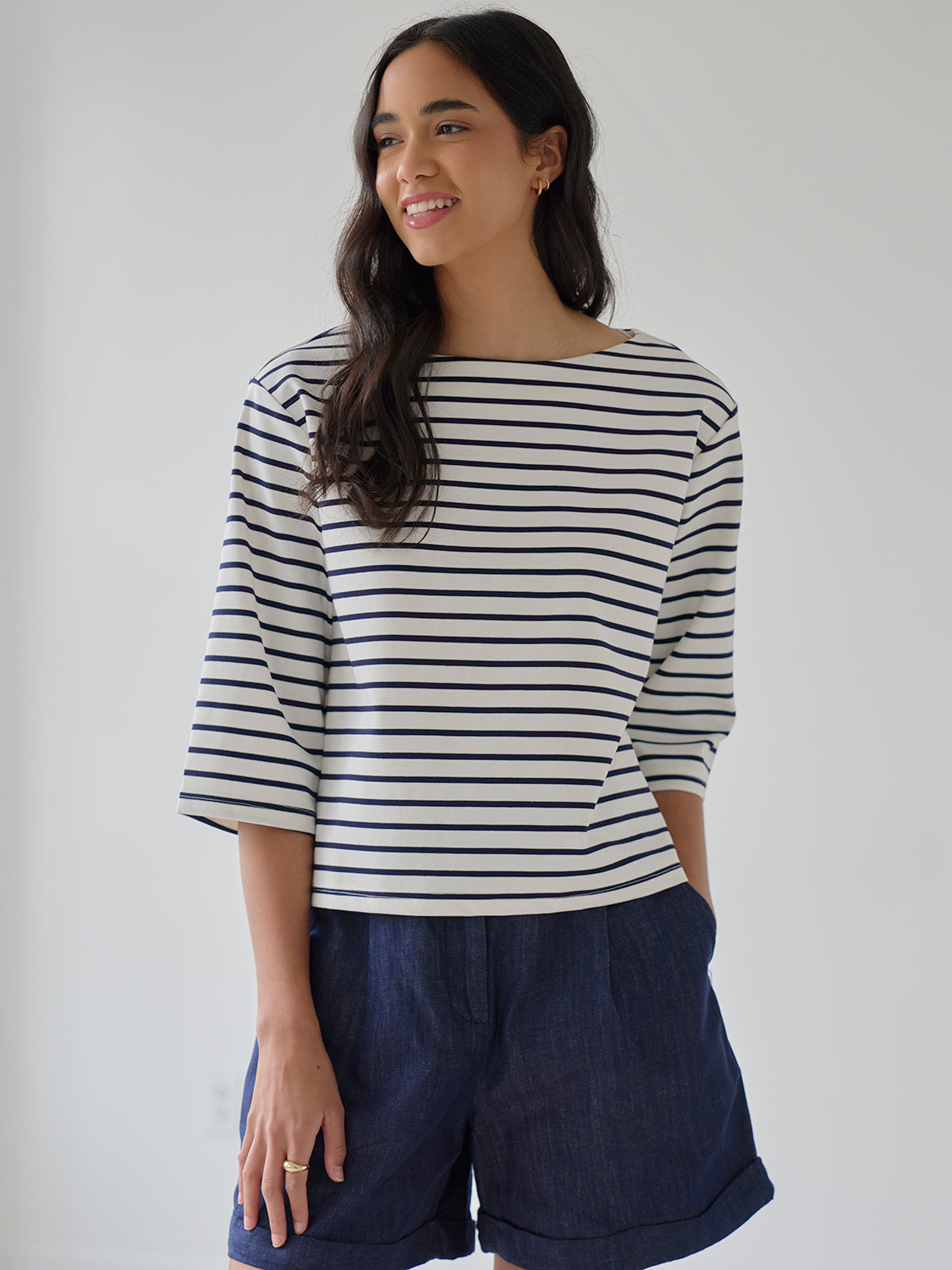 Navy White Stripe