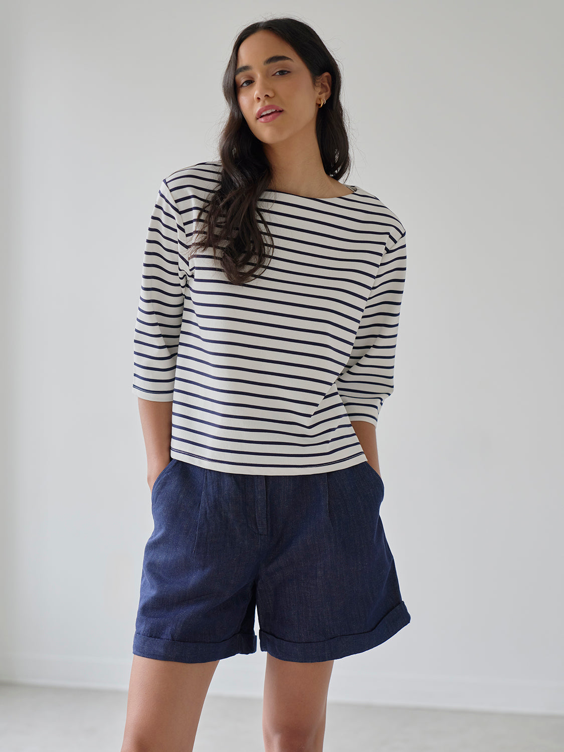 Navy White Stripe
