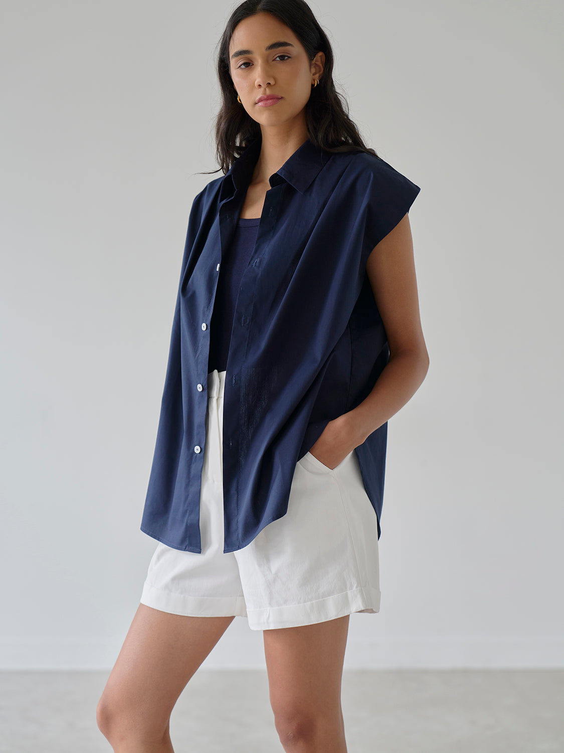 Navy Poplin