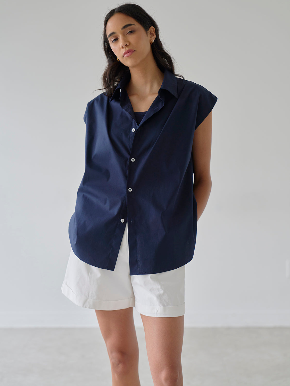 Navy Poplin