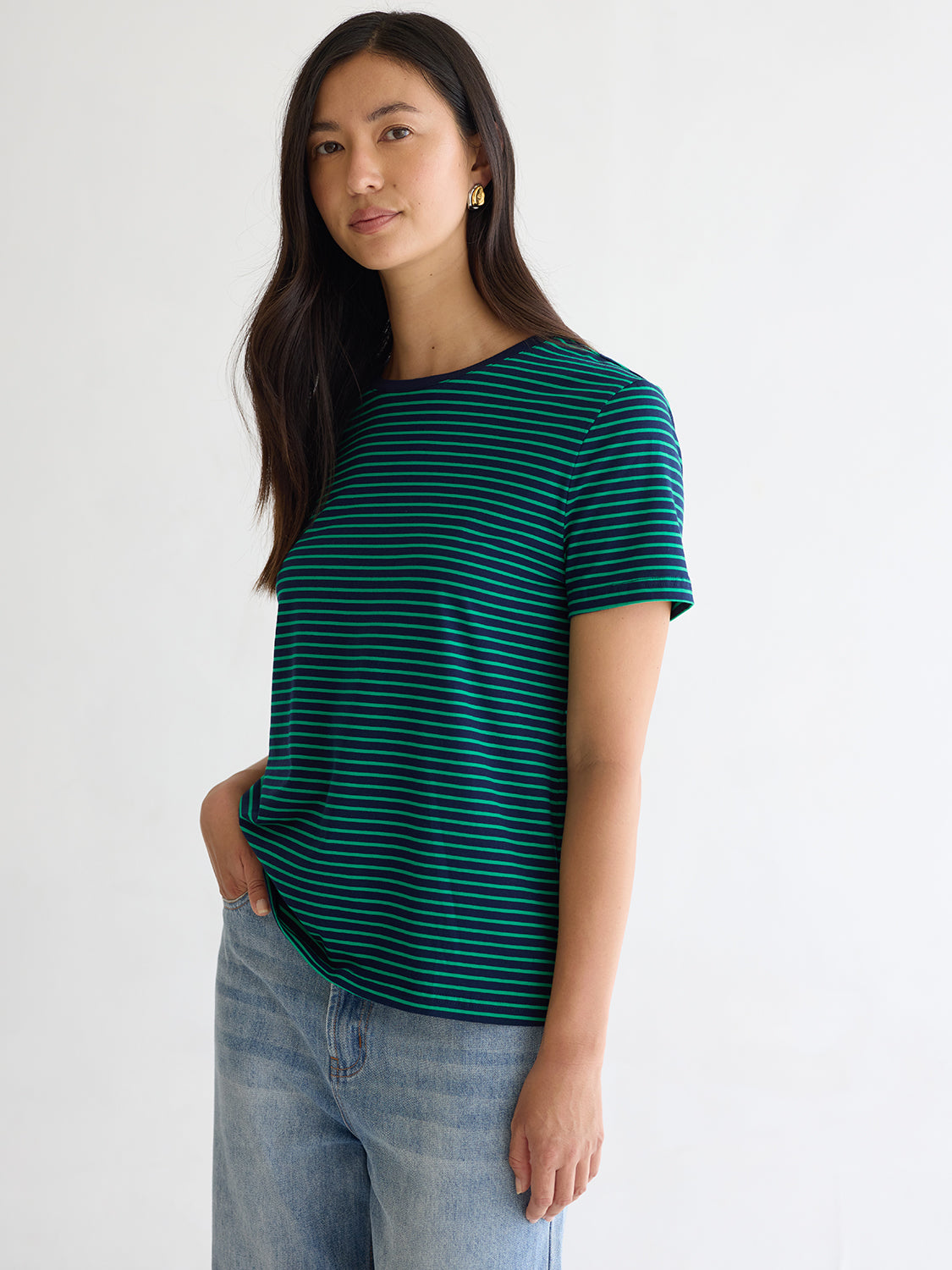 Navy Green Stripe