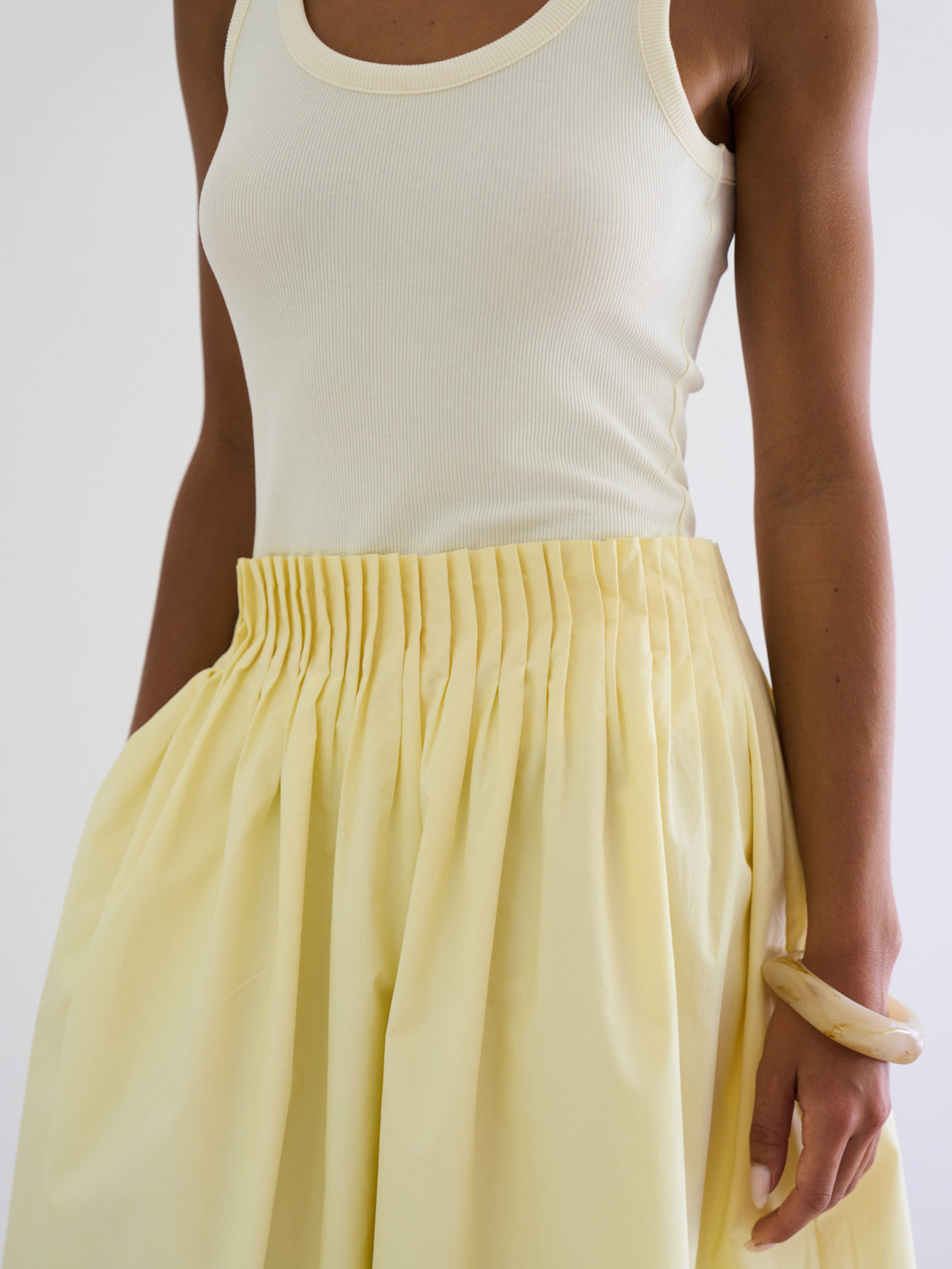 Pintuck Elastic Maxi Skirt