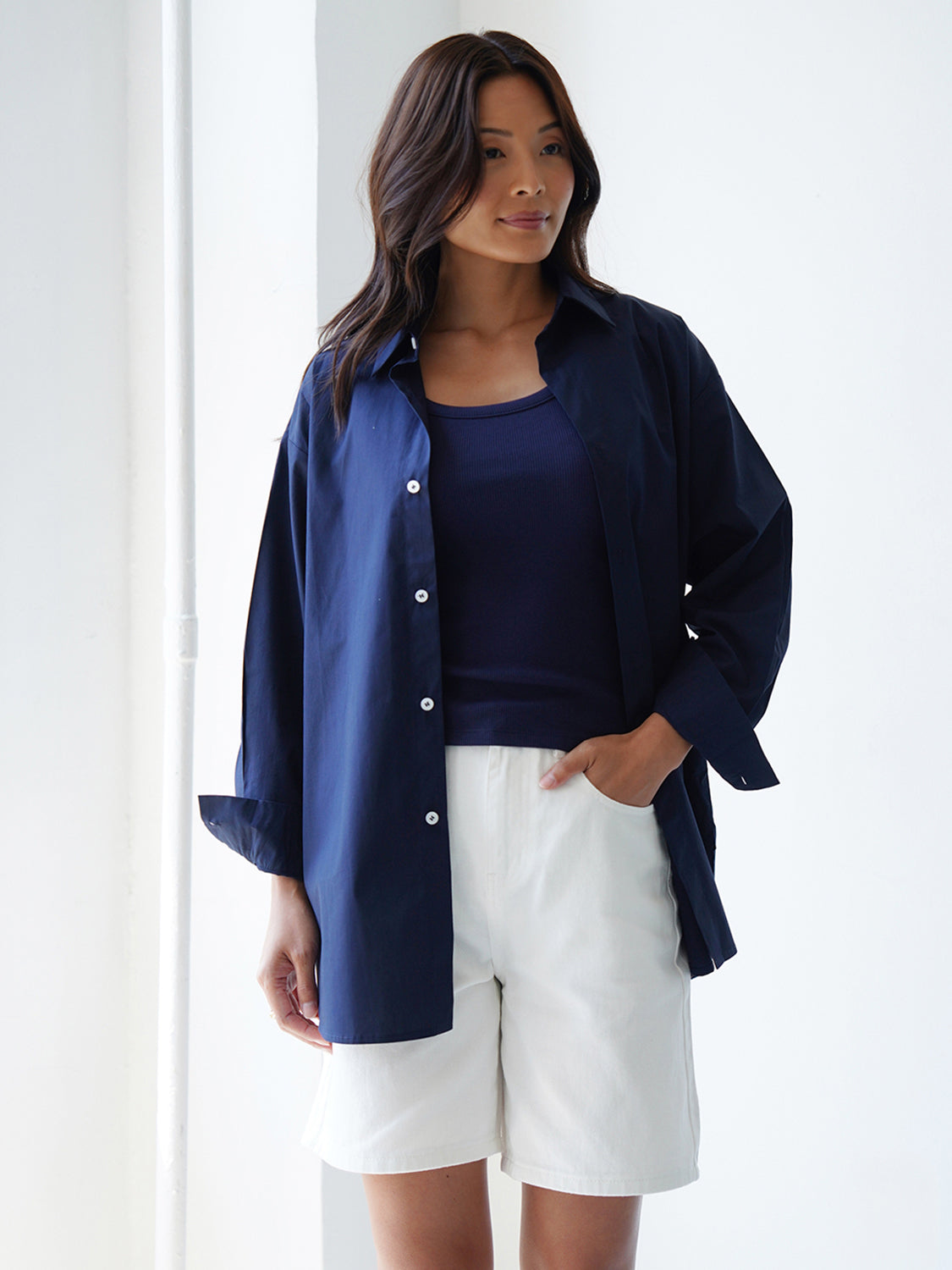Navy Poplin