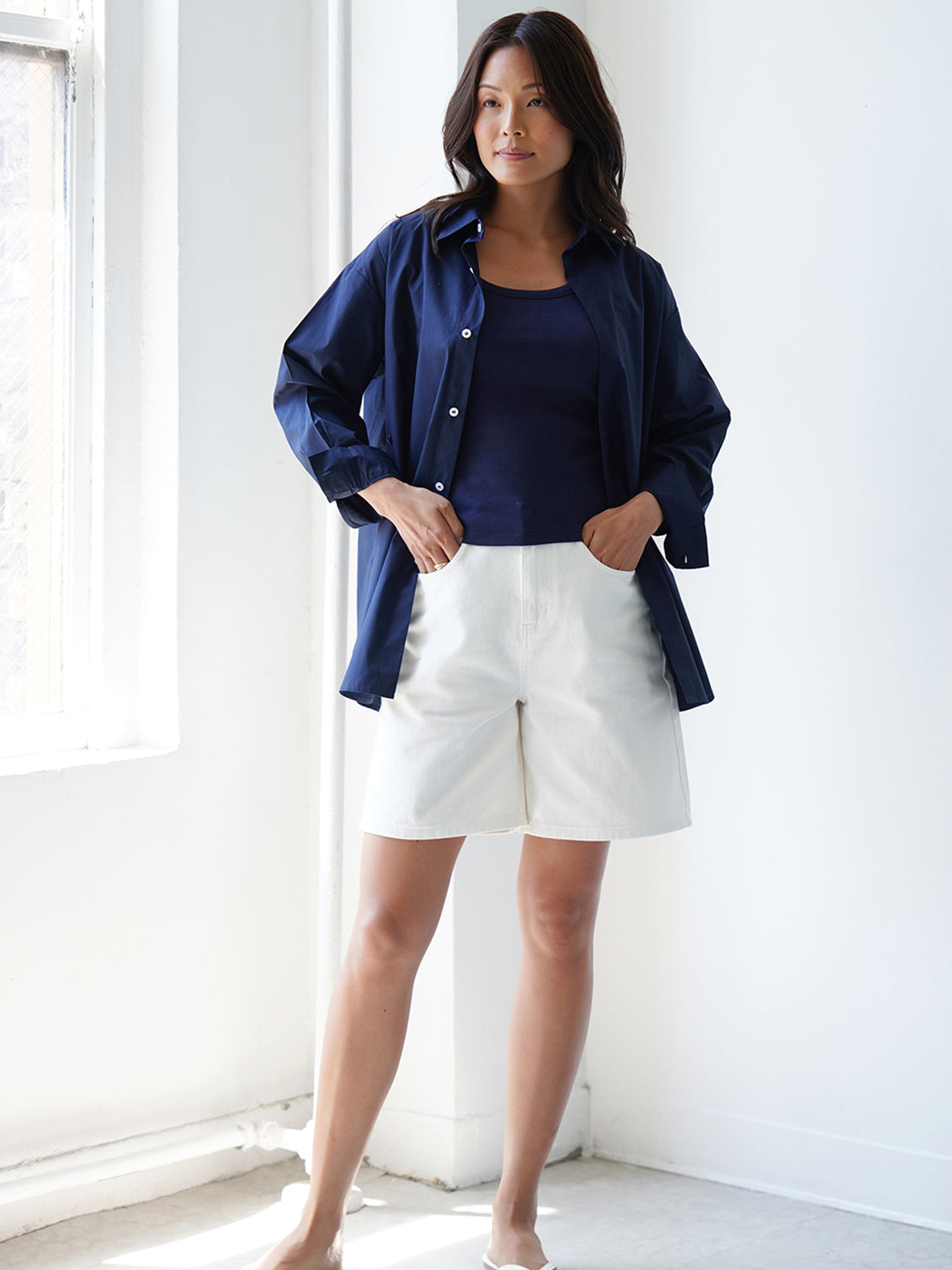 Navy Poplin