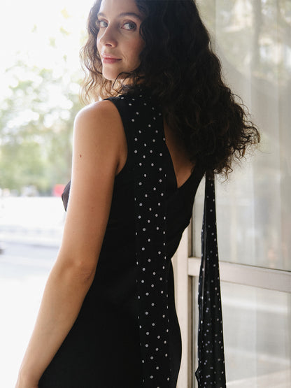 black sheer polka dot