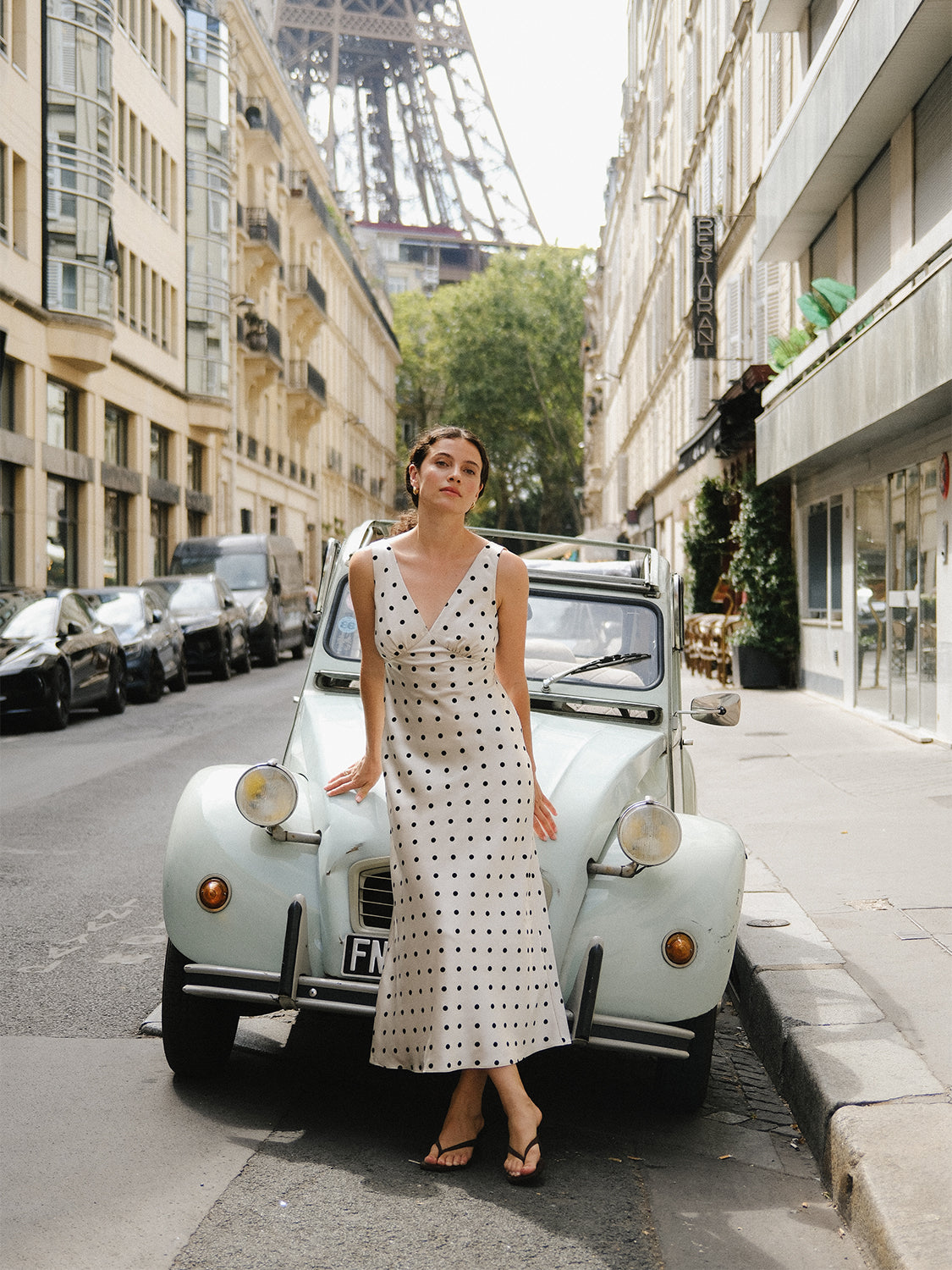 cream satin polka dot