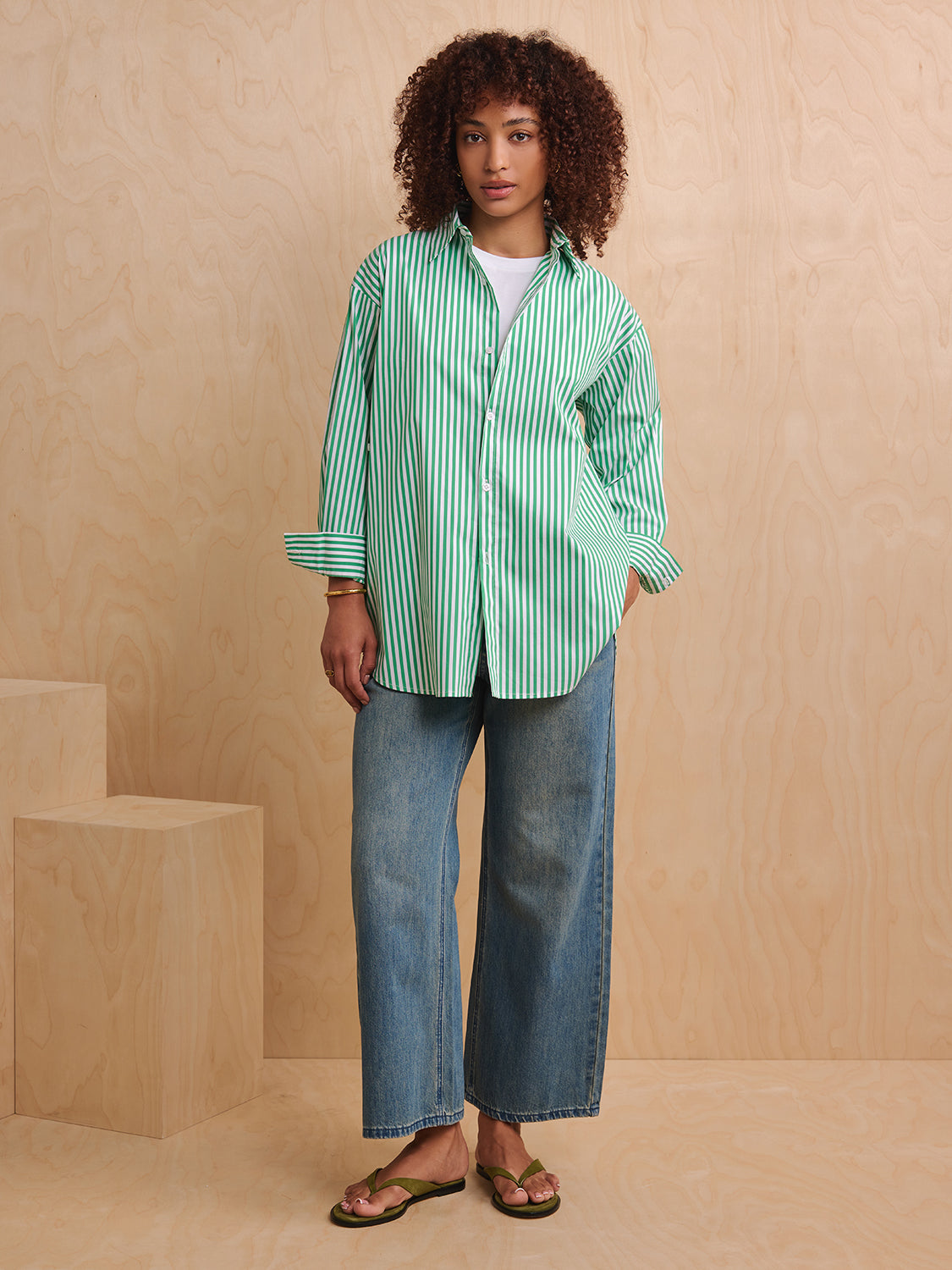 Green Stripe Poplin