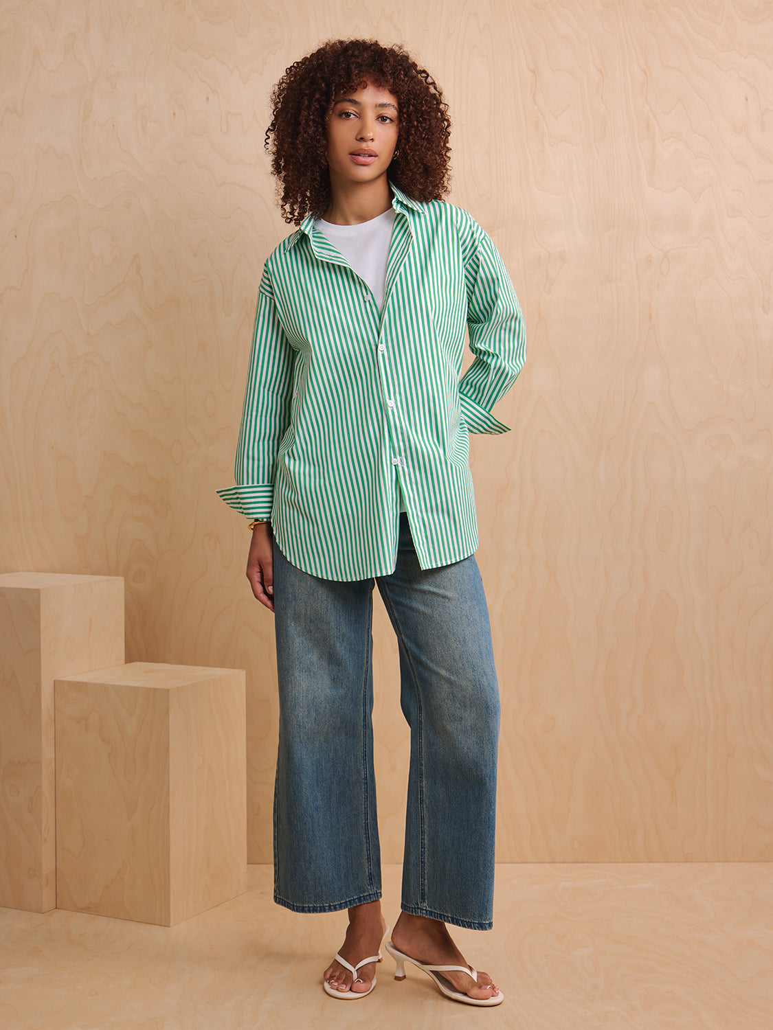 Green Stripe Poplin