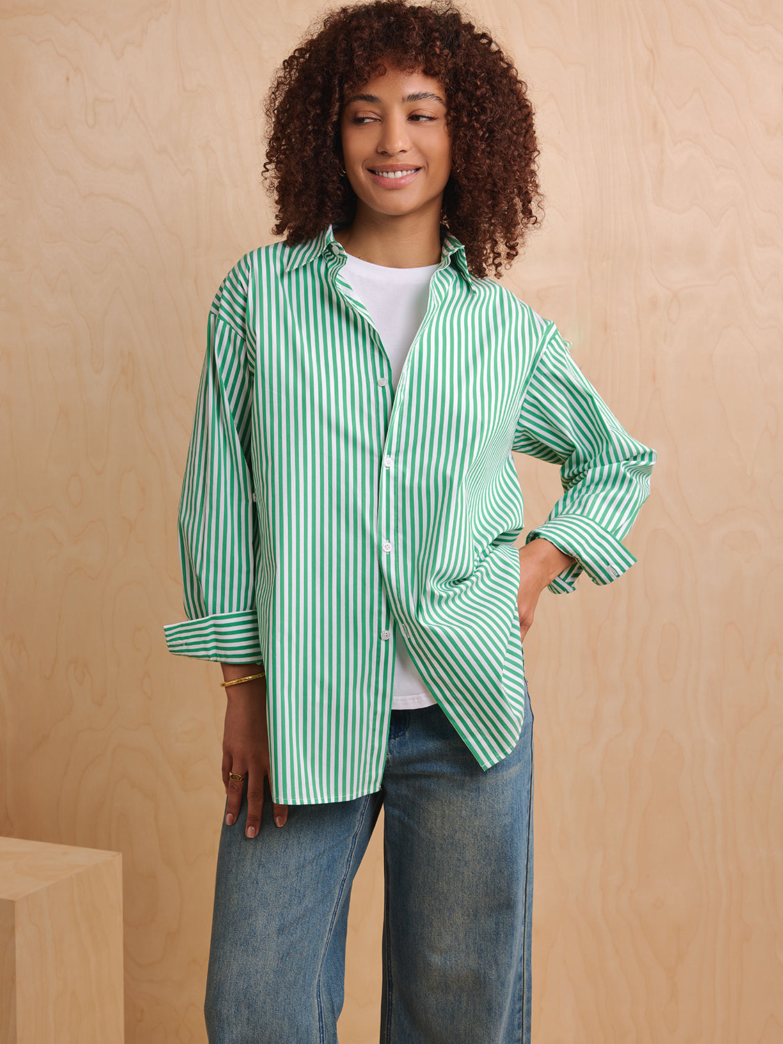 Green Stripe Poplin