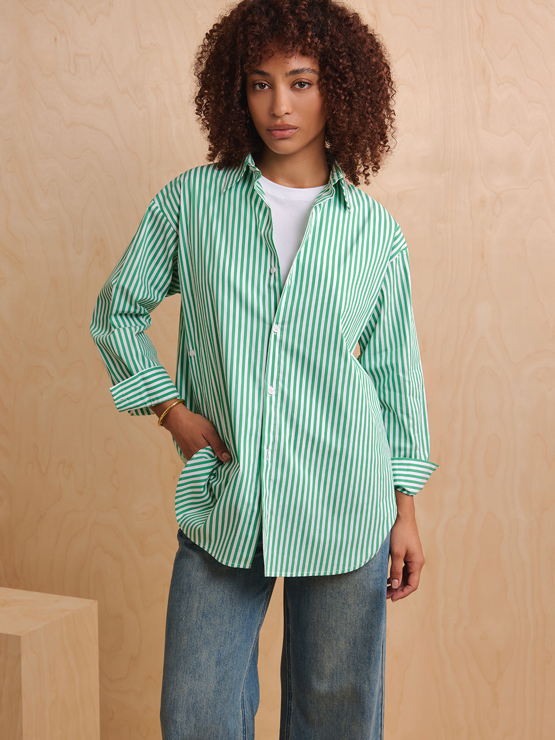 Green Stripe Poplin