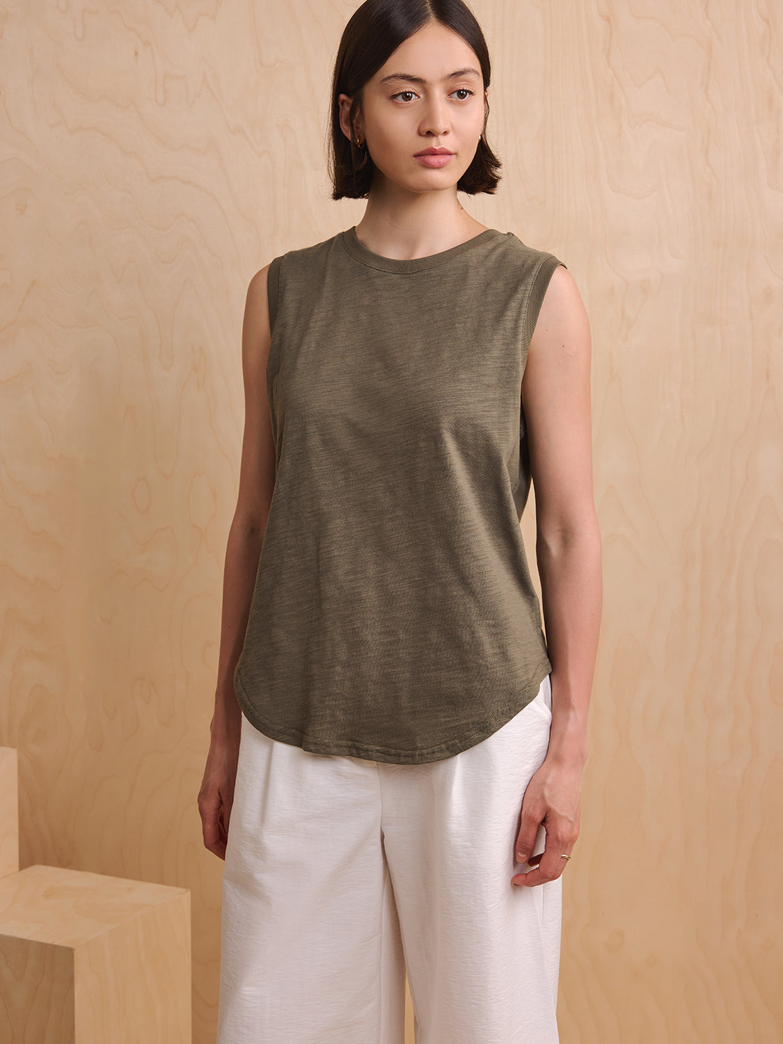 Khaki Green Slub Jersey