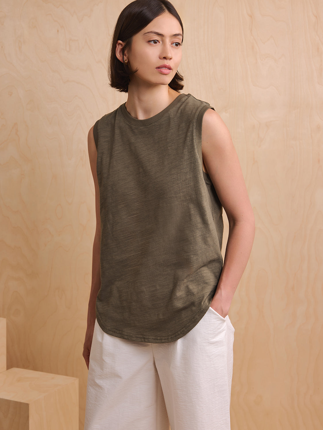 Khaki Green Slub Jersey