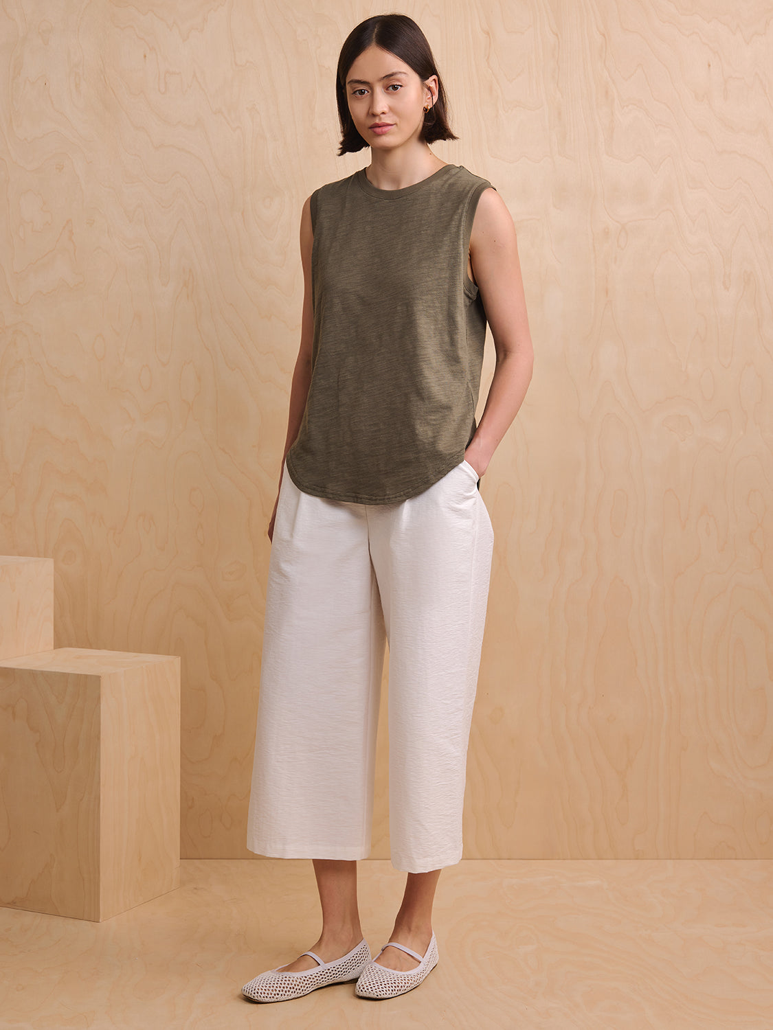 Khaki Green Slub Jersey