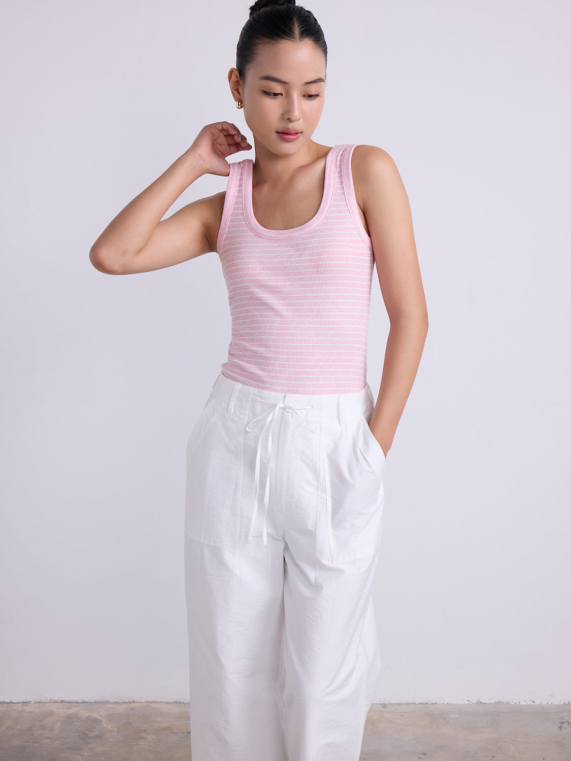 Pink Based White Stripe