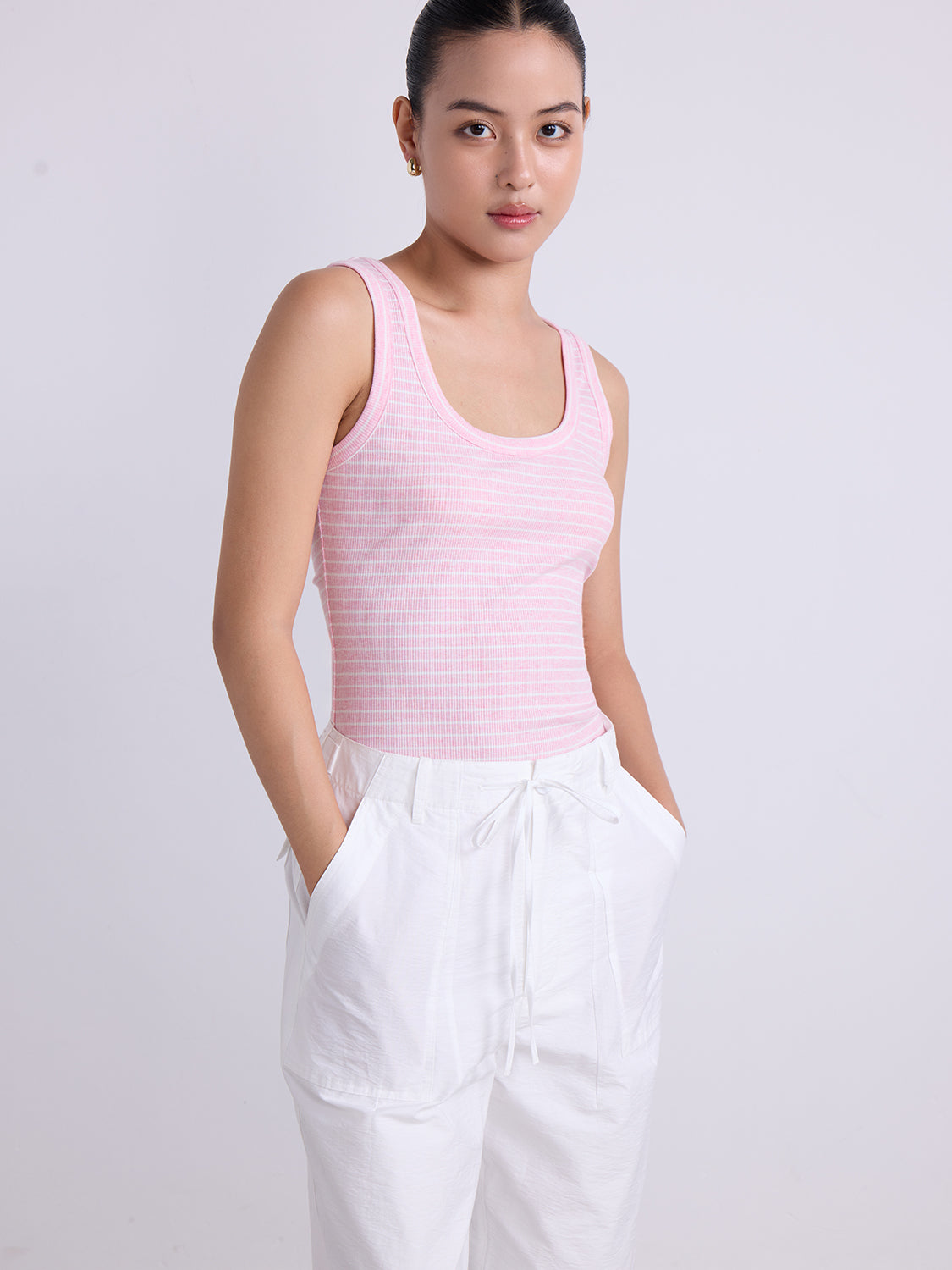 Pink Based White Stripe