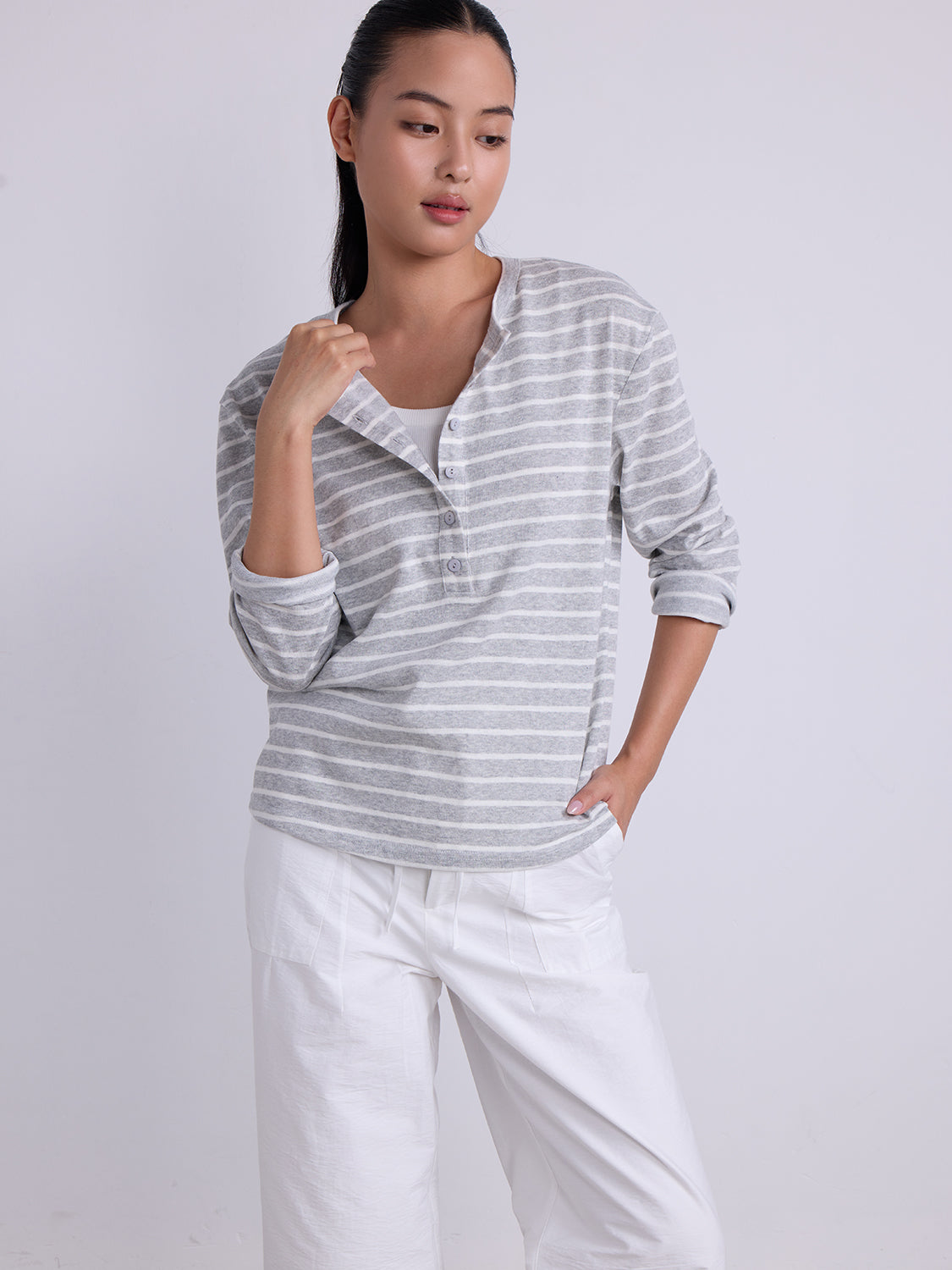 Grey with White Stripe
