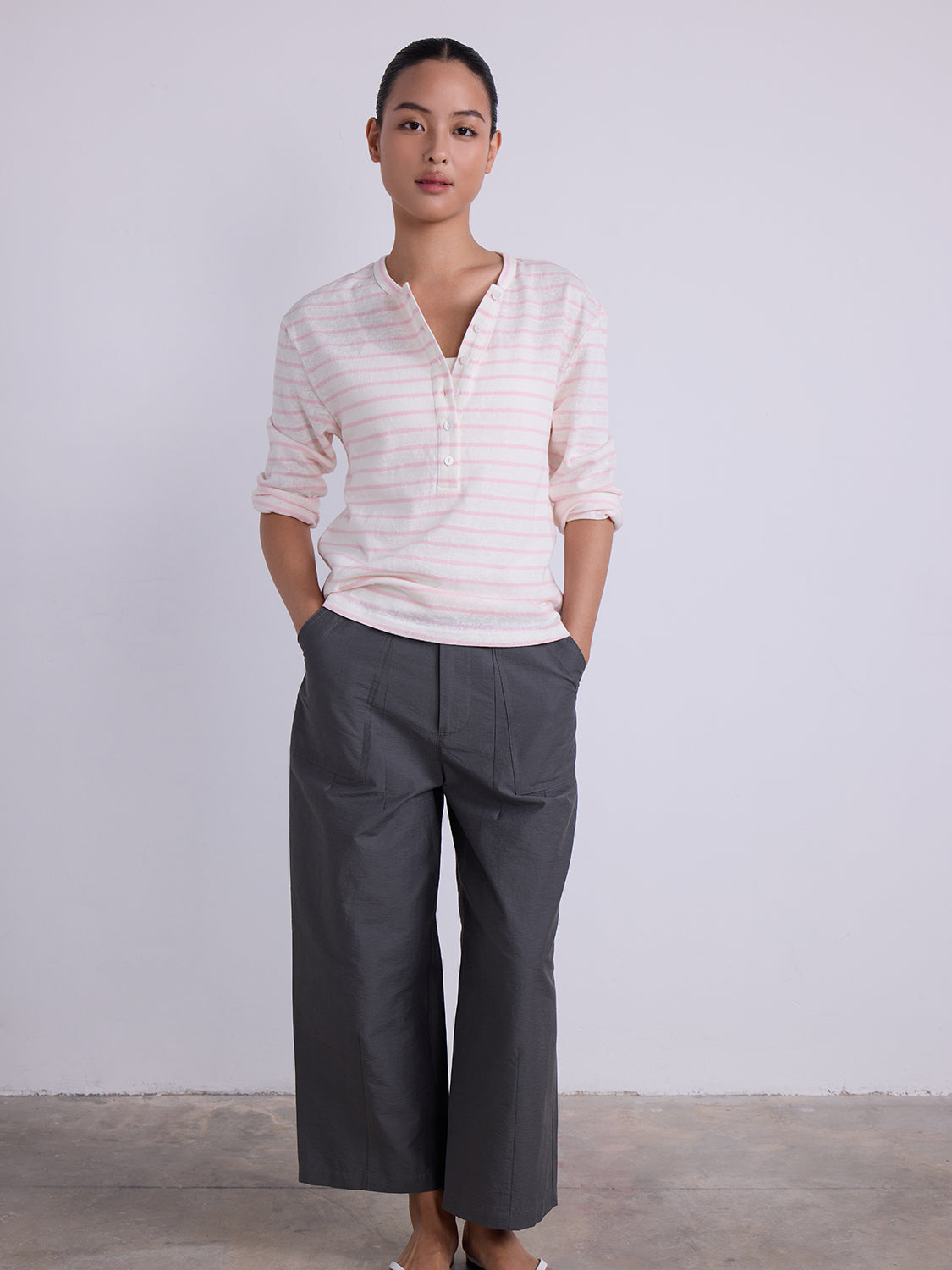 White with Pink Stripe