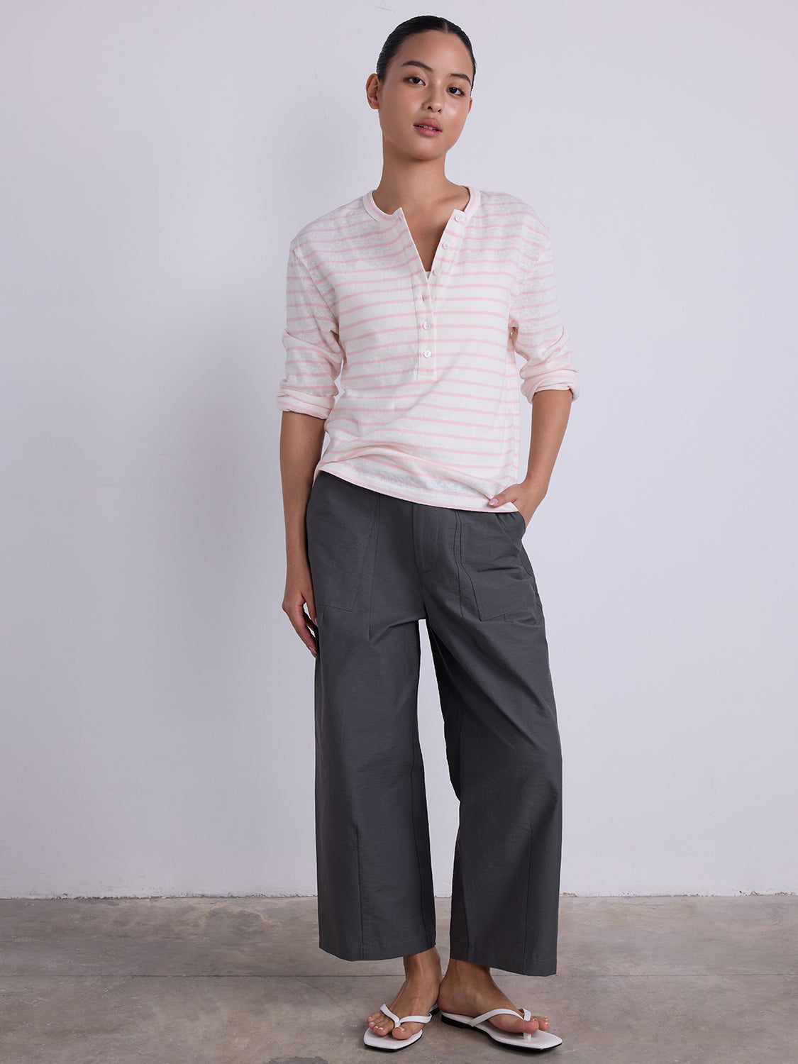 White with Pink Stripe