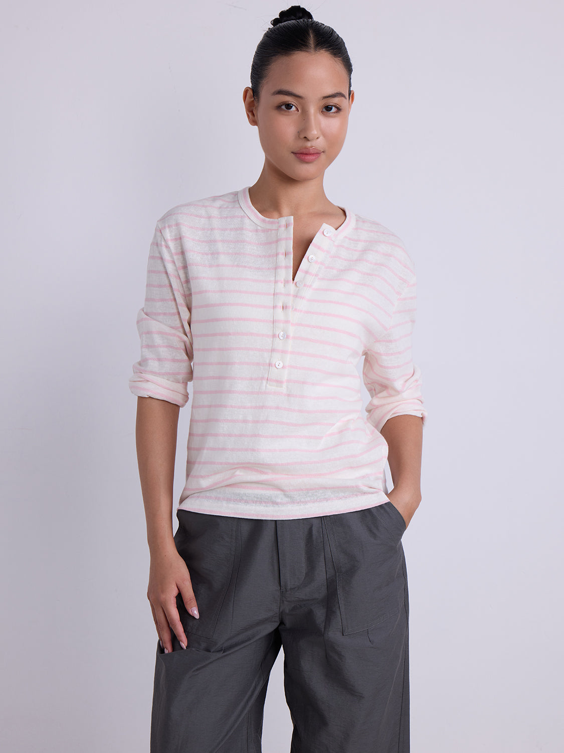 White with Pink Stripe