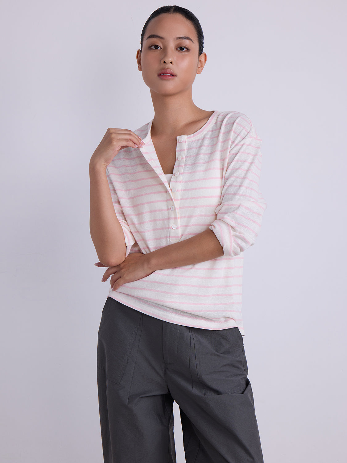 White with Pink Stripe