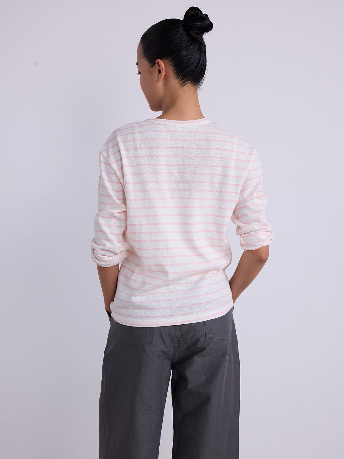 White with Pink Stripe