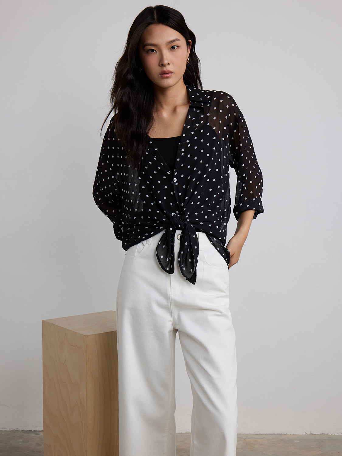 black polka dot sheer