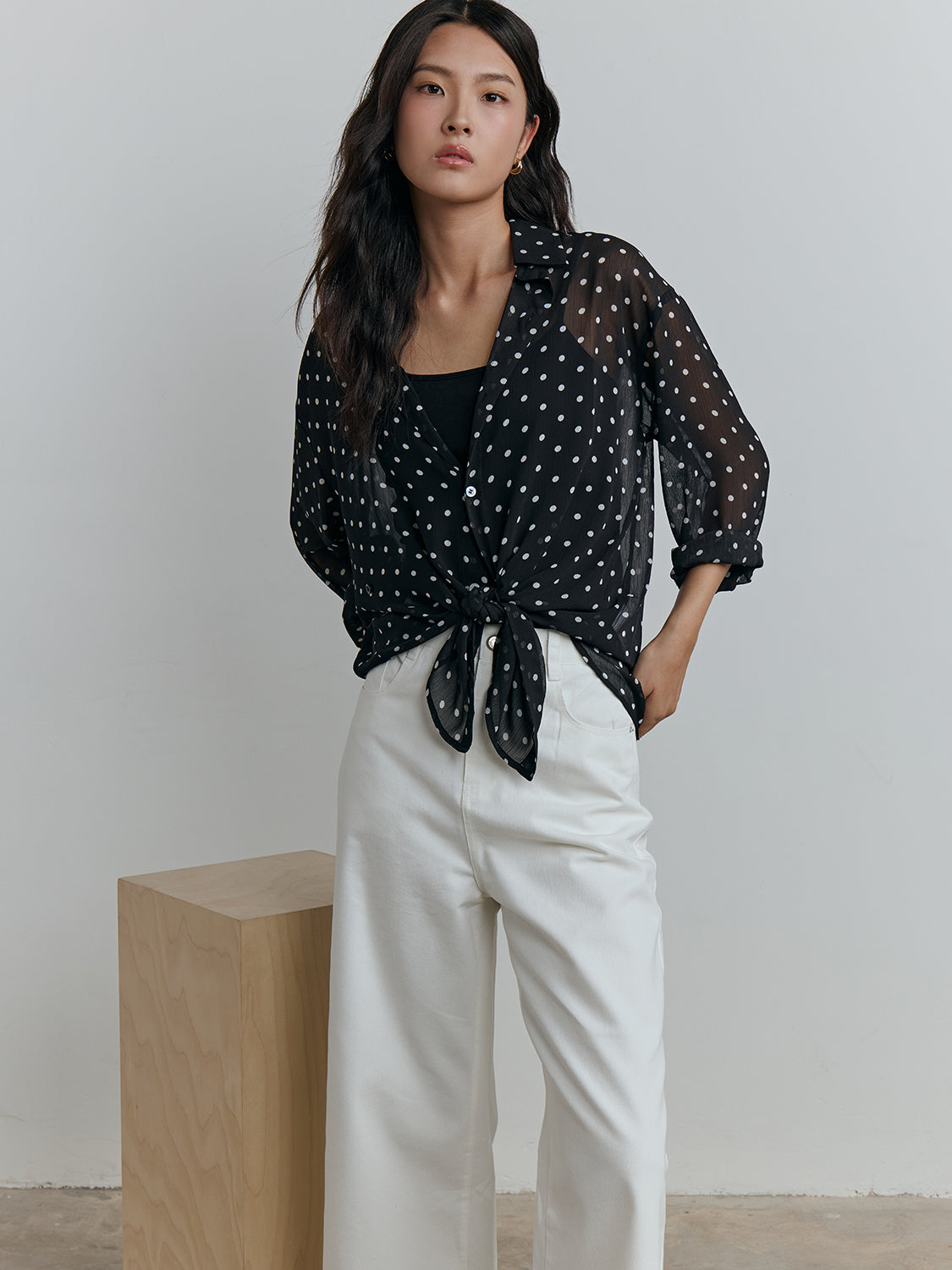 black polka dot sheer