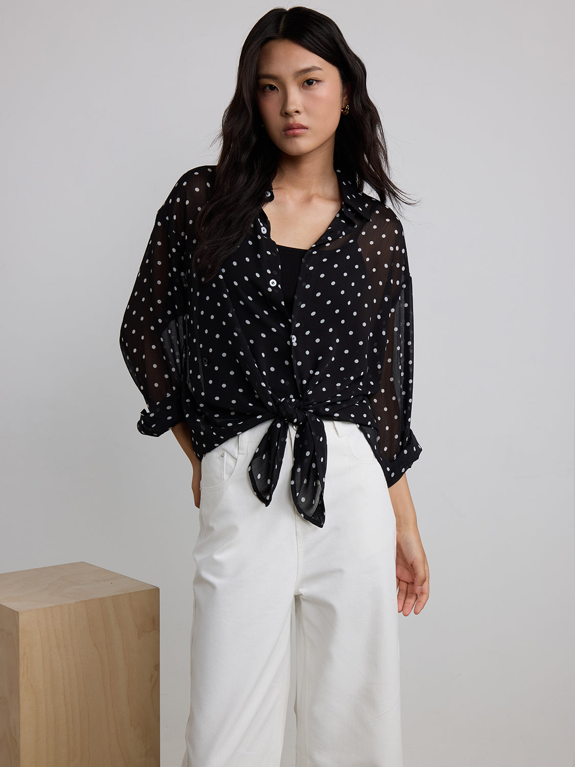 black polka dot sheer