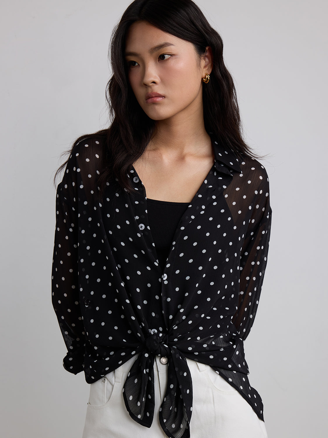 black polka dot sheer