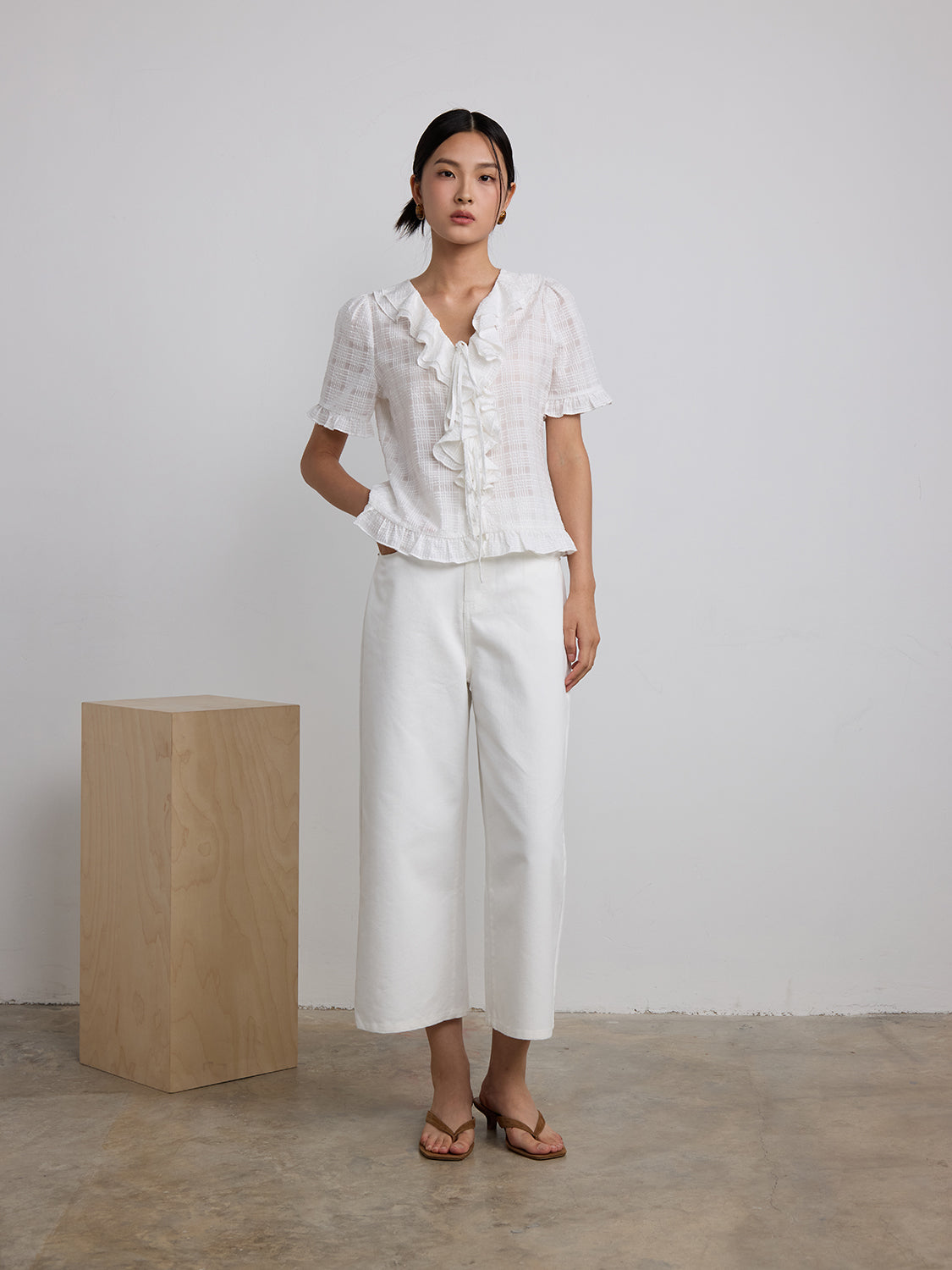 sheer white check