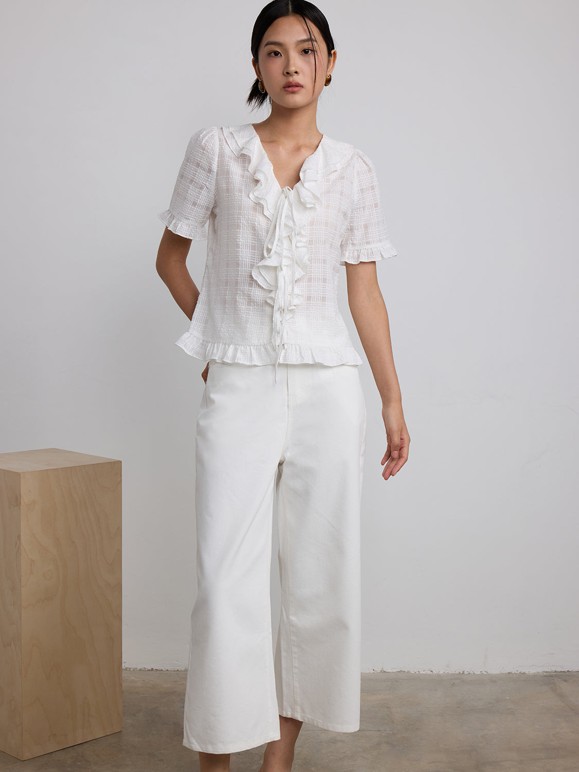 sheer white check