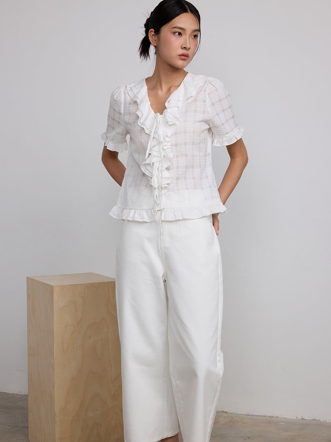 sheer white check