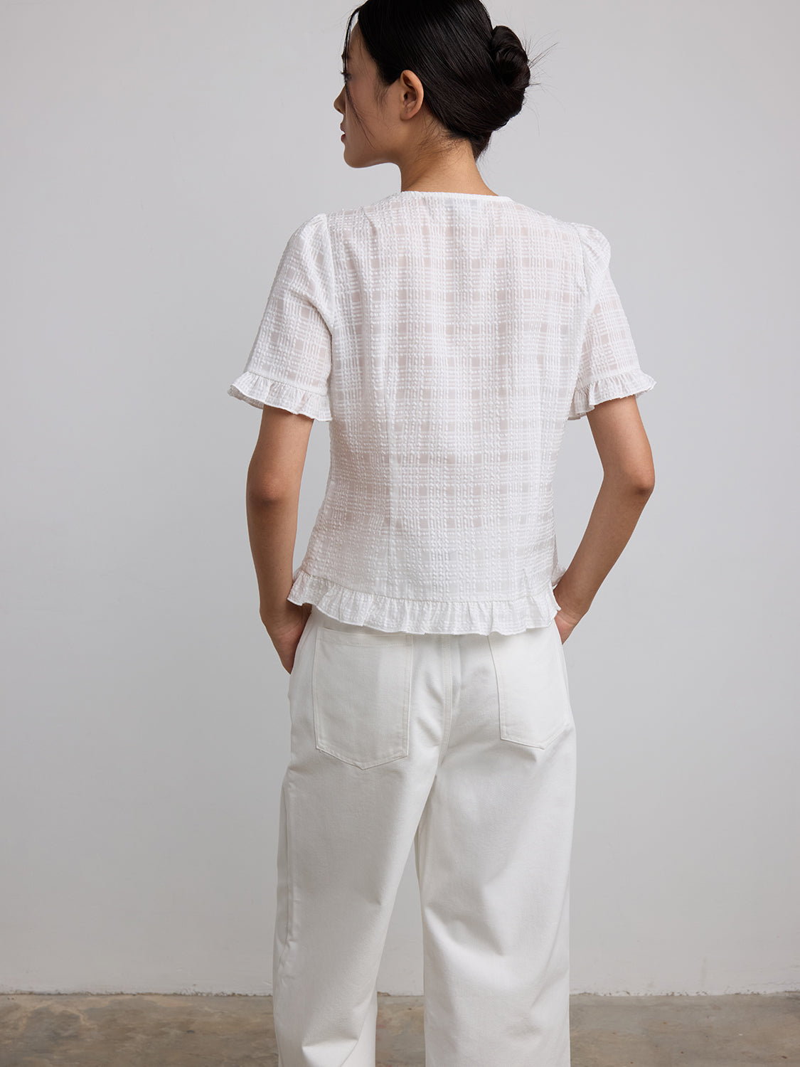 sheer white check